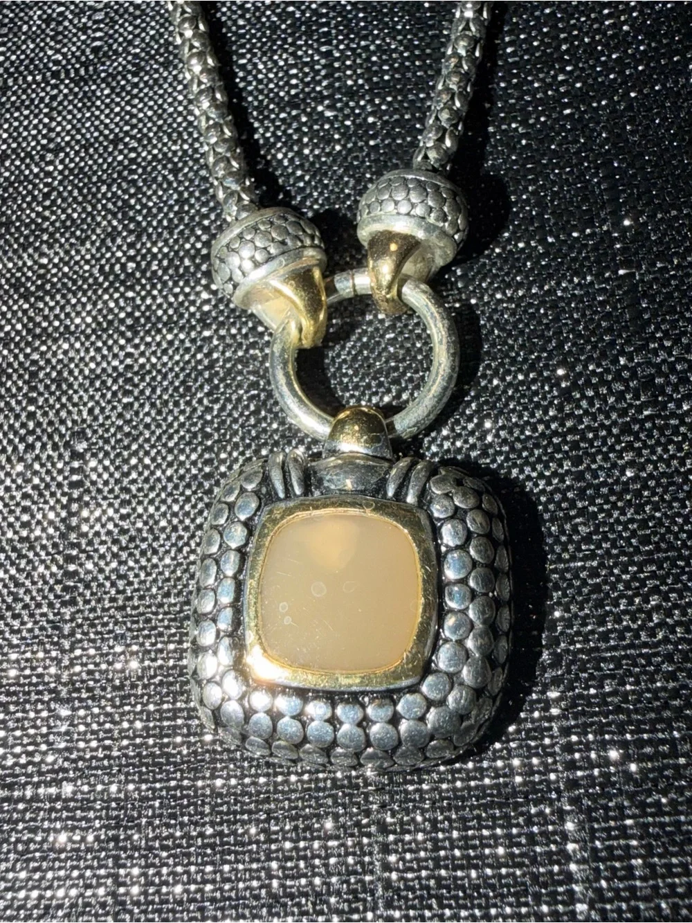 Two-Tone Necklace with Taupe Pendant